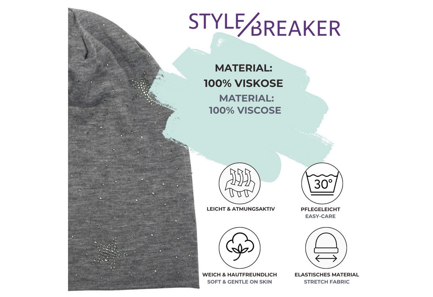 styleBREAKER Beanie Beanie mit Strass Sterne (1-St) – Bild 2 von 5