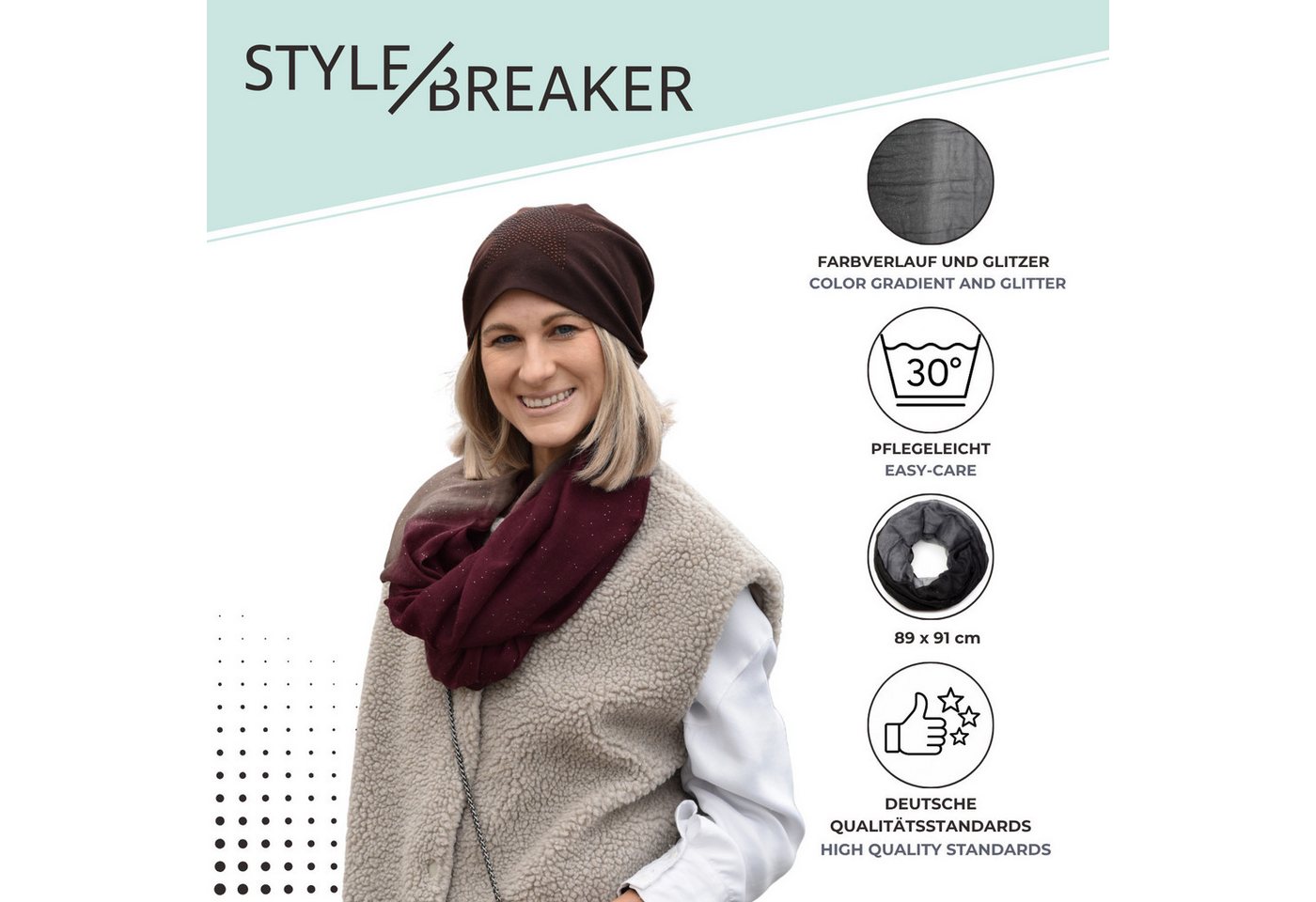 styleBREAKER Loop Glitzer Loop mit Farbverlauf, (1-St) – Bild 4 von 5