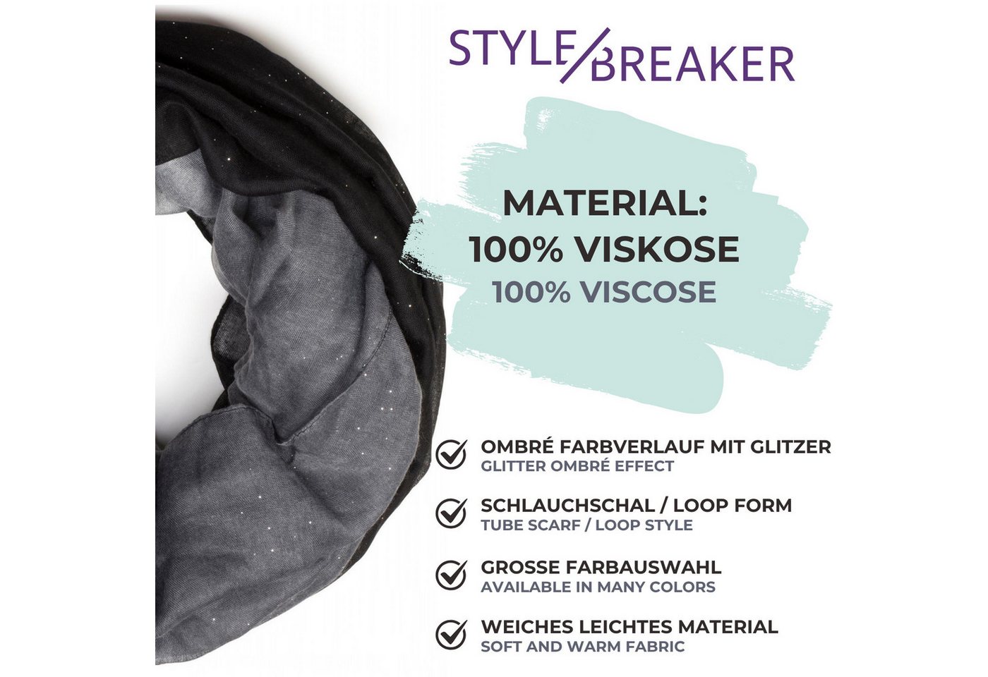 styleBREAKER Loop Glitzer Loop mit Farbverlauf, (1-St) – Bild 5 von 5
