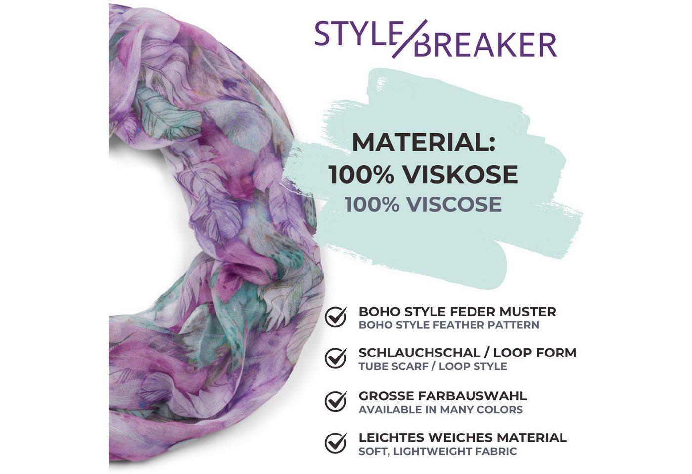 styleBREAKER Loop Loop mit bunten Federn, (1-St) – Bild 5 von 5