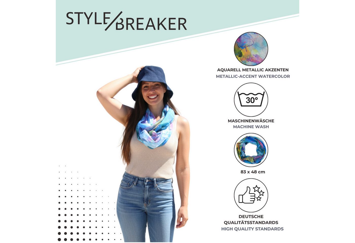 styleBREAKER Loop Loop Schal mit Aquarell Glow Muster, (1-St) – Bild 3 von 5