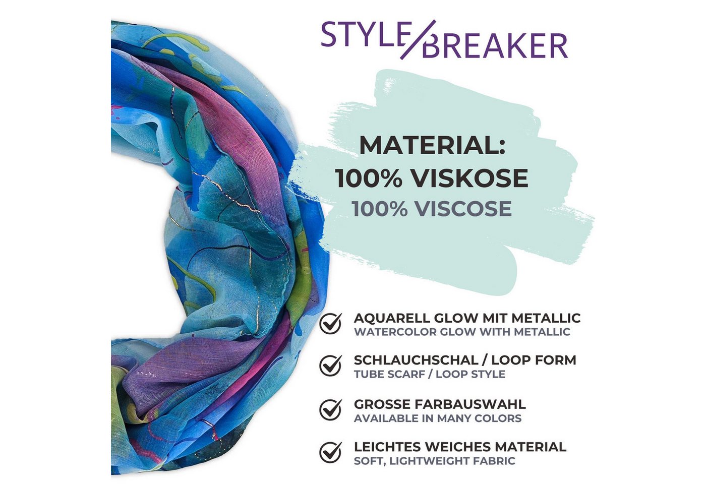 styleBREAKER Loop Loop Schal mit Aquarell Glow Muster, (1-St) – Bild 4 von 5