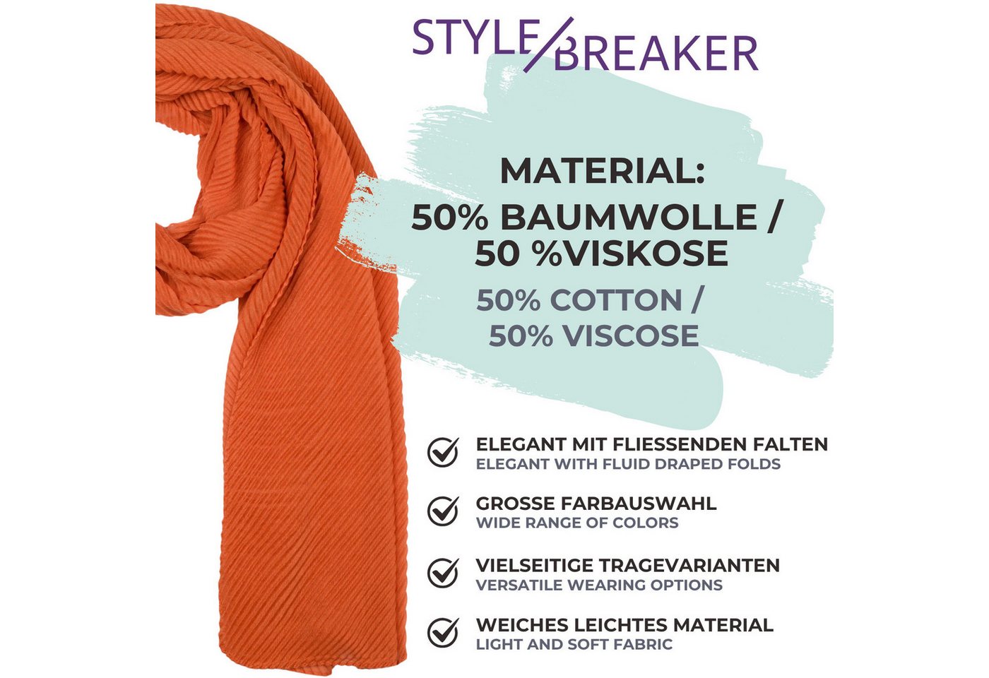 styleBREAKER Modeschal Gekreppter Unifarbener Schal, (1-St) – Bild 4 von 5