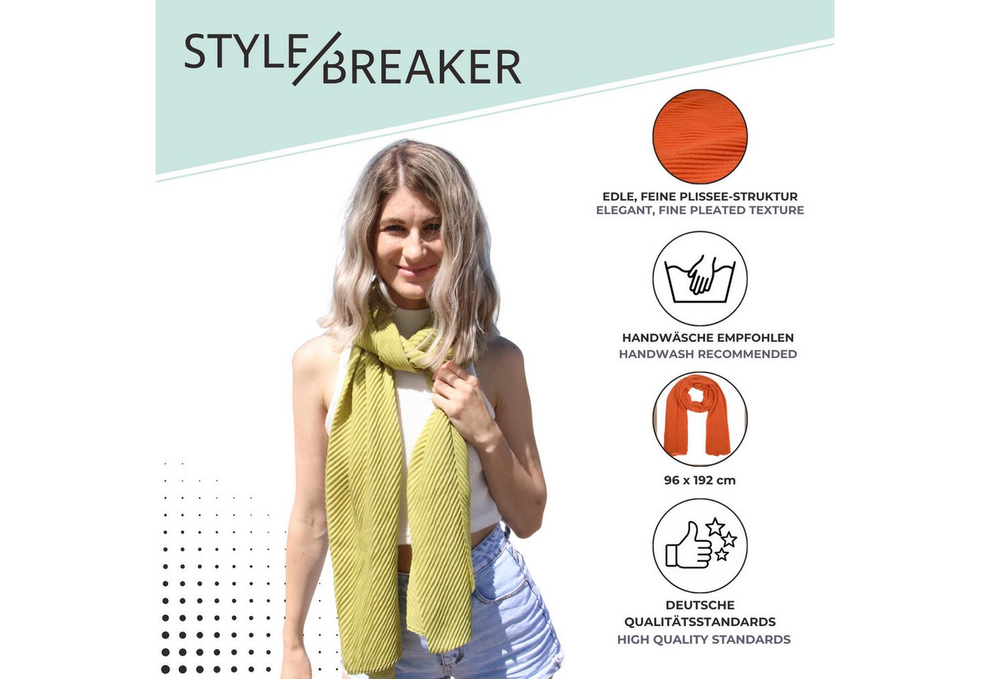 styleBREAKER Modeschal Gekreppter Unifarbener Schal, (1-St) – Bild 5 von 5