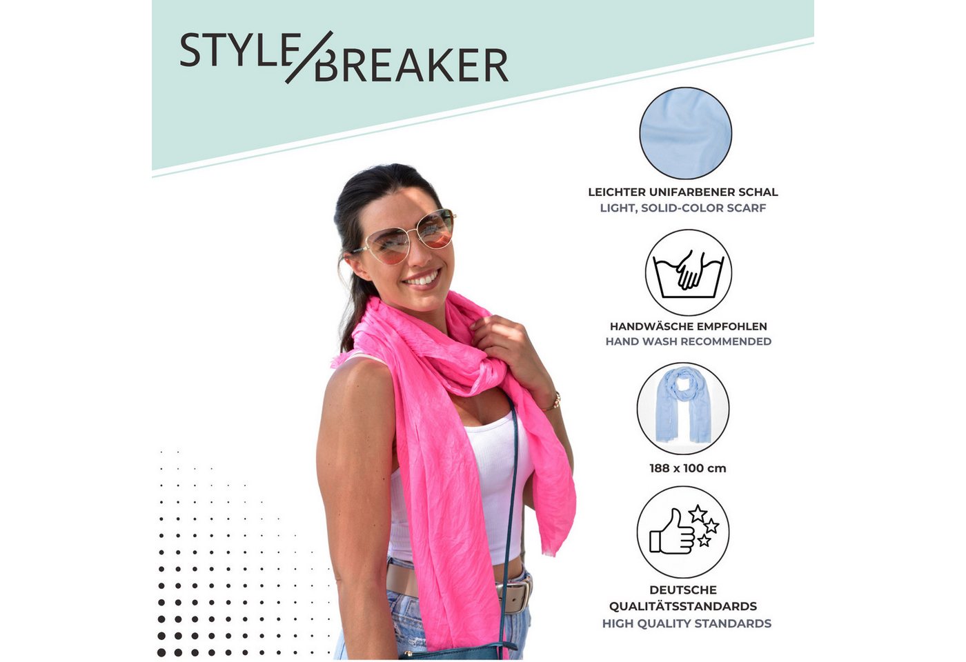 styleBREAKER Modeschal Leichter Schal Einfarbig, (1-St) – Bild 4 von 5