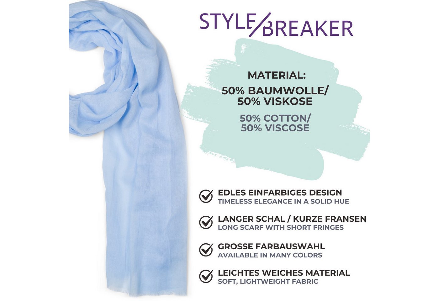 styleBREAKER Modeschal Leichter Schal Einfarbig, (1-St) – Bild 5 von 5