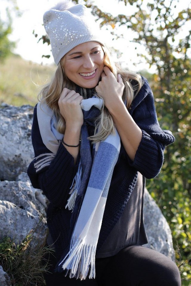 styleBREAKER Modeschal Weicher karierter Schal mit Fransen, (1-St) – Bild 3 von 5