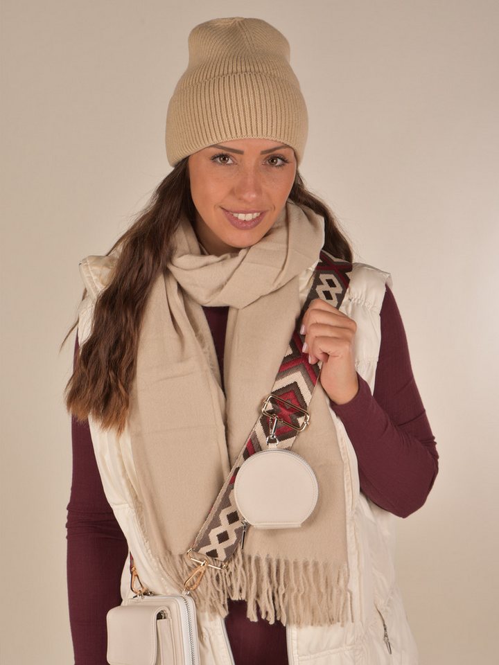 styleBREAKER Modeschal Weicher Schal Uni mit Fransen, (1-St) – Bild 2 von 5