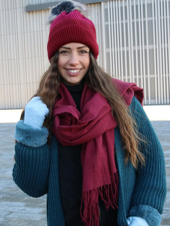 styleBREAKER Modeschal Weicher Schal Uni mit Fransen, (1-St) – Bild 2 von 5