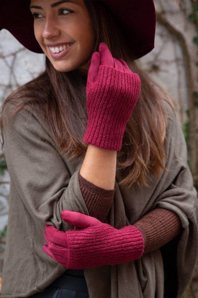 styleBREAKER Strickhandschuhe 3 in 1 Touchscreen Stoff Handschuhe mit abnehmbarer Strick Manschette (1-St) – Bild 2 von 5