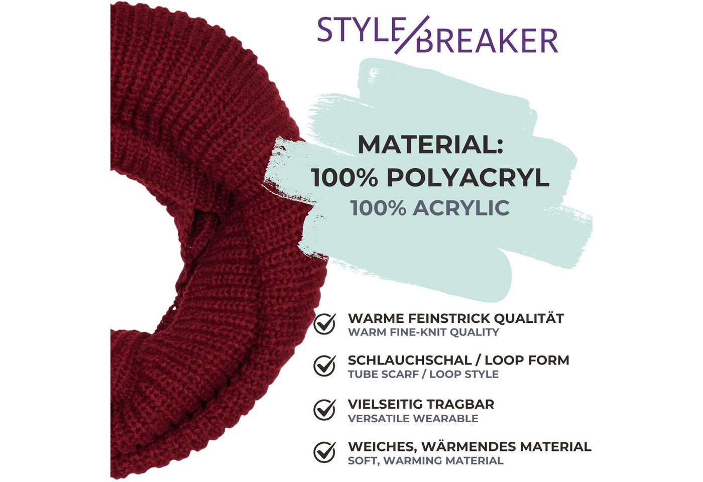styleBREAKER Strickschal Unifarbener Feinstrick Loop, (1-St) – Bild 3 von 5
