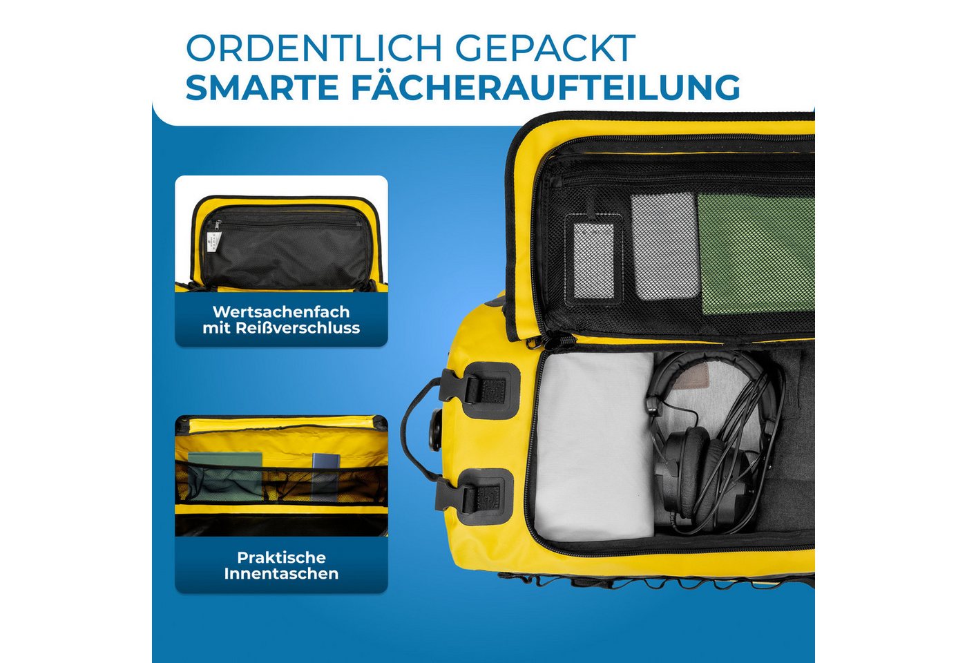 Styngard Reisetasche Hamburg, mit Rucksackfunktion - Wasserfester Seesack mit Rucksackfunktion – Bild 4 von 5