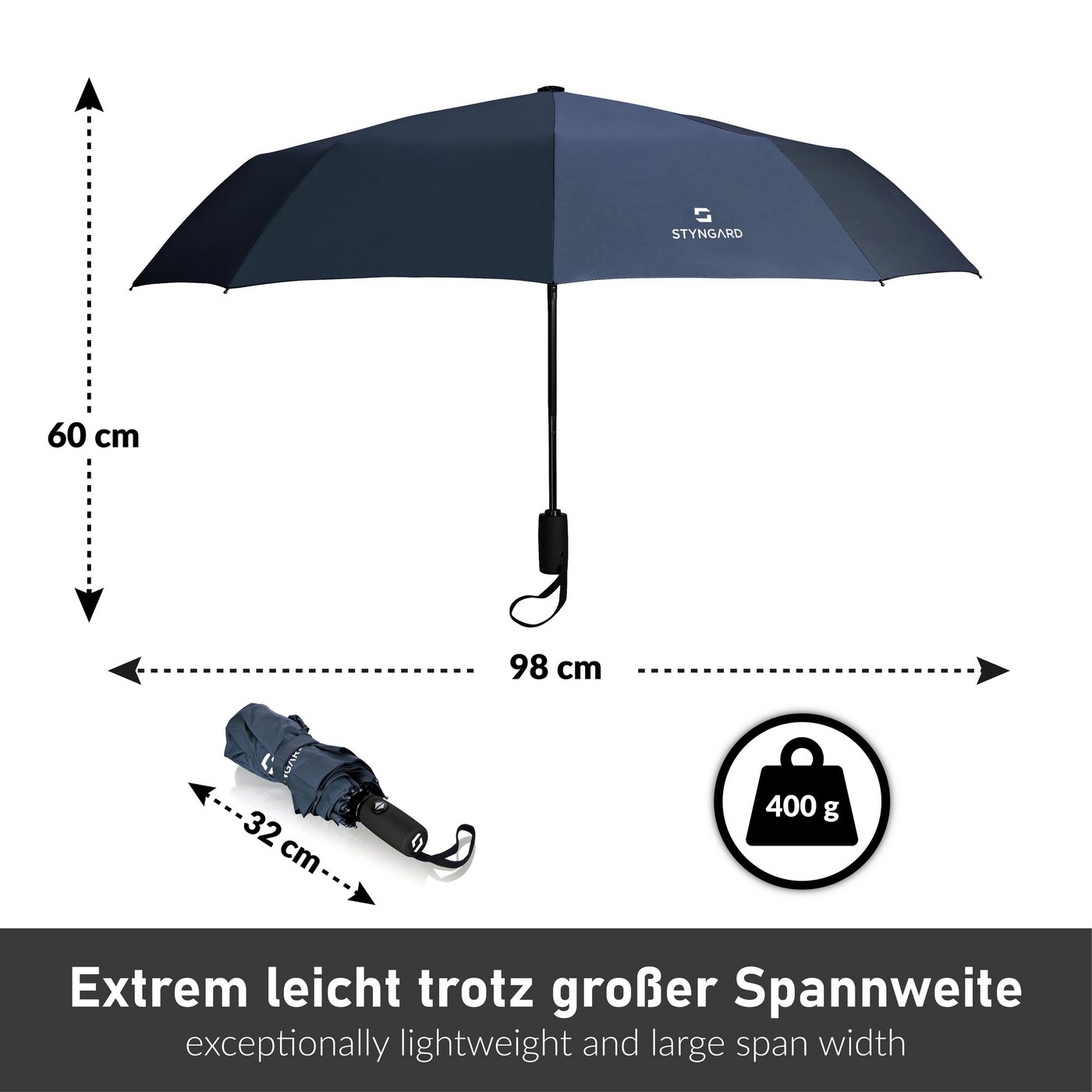 Styngard Taschenregenschirm Oslo, Sturmfest bis 140 km/h – Bild 4 von 5