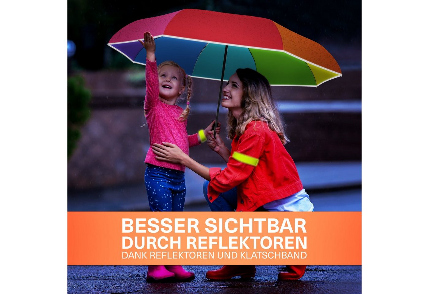 Styngard Taschenregenschirm Rotterdam, Regenschirm Kinder mit Sicherheitsreflektoren - Kinderschirm – Bild 3 von 5
