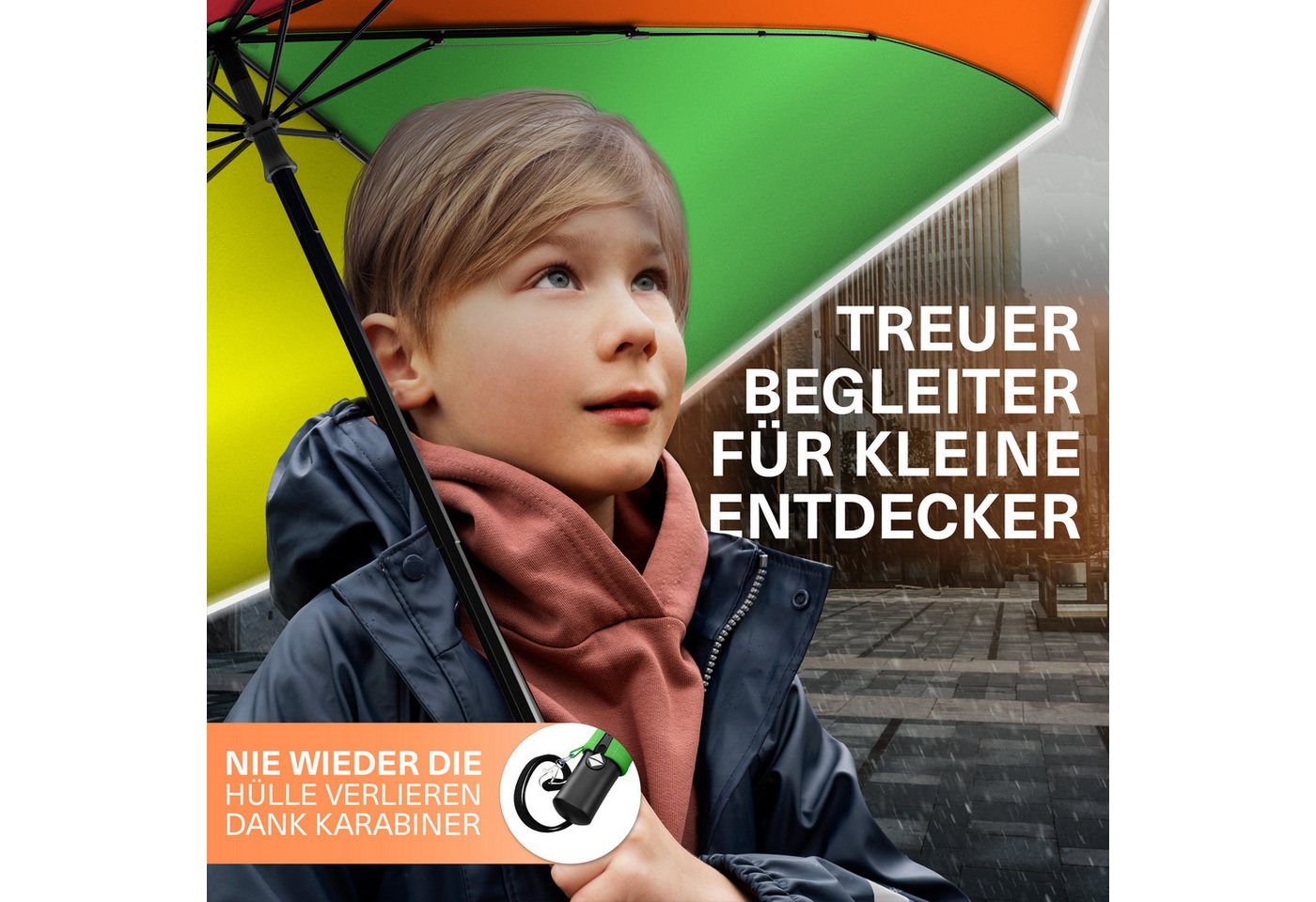 Styngard Taschenregenschirm Rotterdam, Regenschirm Kinder mit Sicherheitsreflektoren - Kinderschirm – Bild 4 von 5
