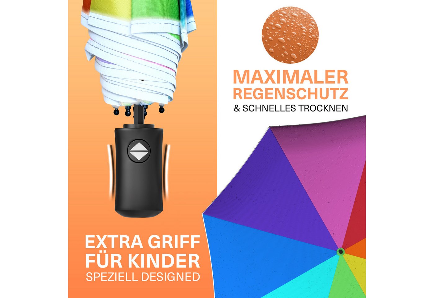 Styngard Taschenregenschirm Rotterdam, Regenschirm Kinder mit Sicherheitsreflektoren - Kinderschirm – Bild 5 von 5