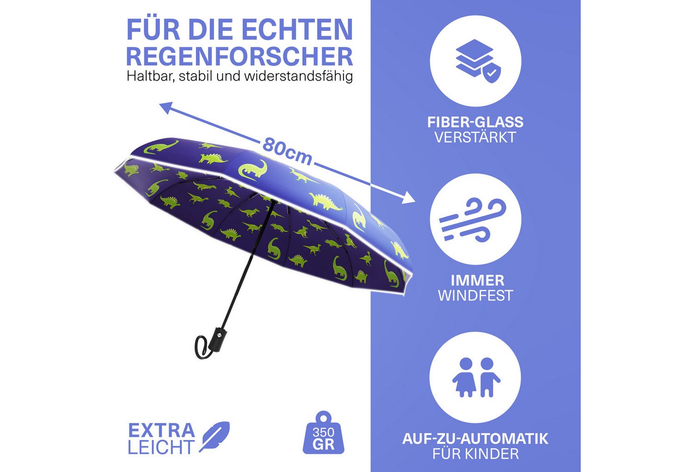 Styngard Taschenregenschirm Rotterdam, Regenschirm Kinder mit Sicherheitsreflektoren - Kinderschirm – Bild 2 von 5