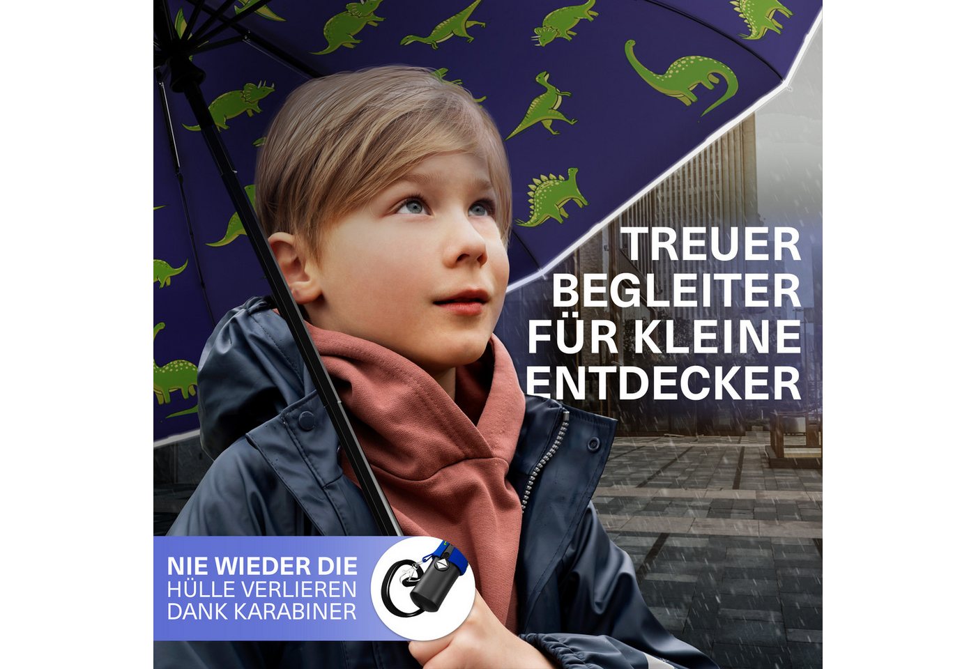 Styngard Taschenregenschirm Rotterdam, Regenschirm Kinder mit Sicherheitsreflektoren - Kinderschirm – Bild 4 von 5