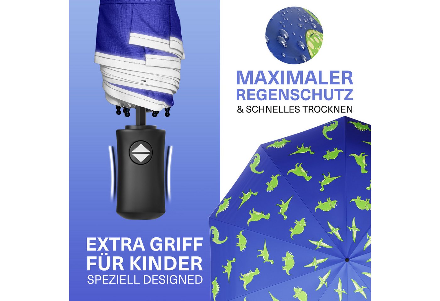 Styngard Taschenregenschirm Rotterdam, Regenschirm Kinder mit Sicherheitsreflektoren - Kinderschirm – Bild 5 von 5