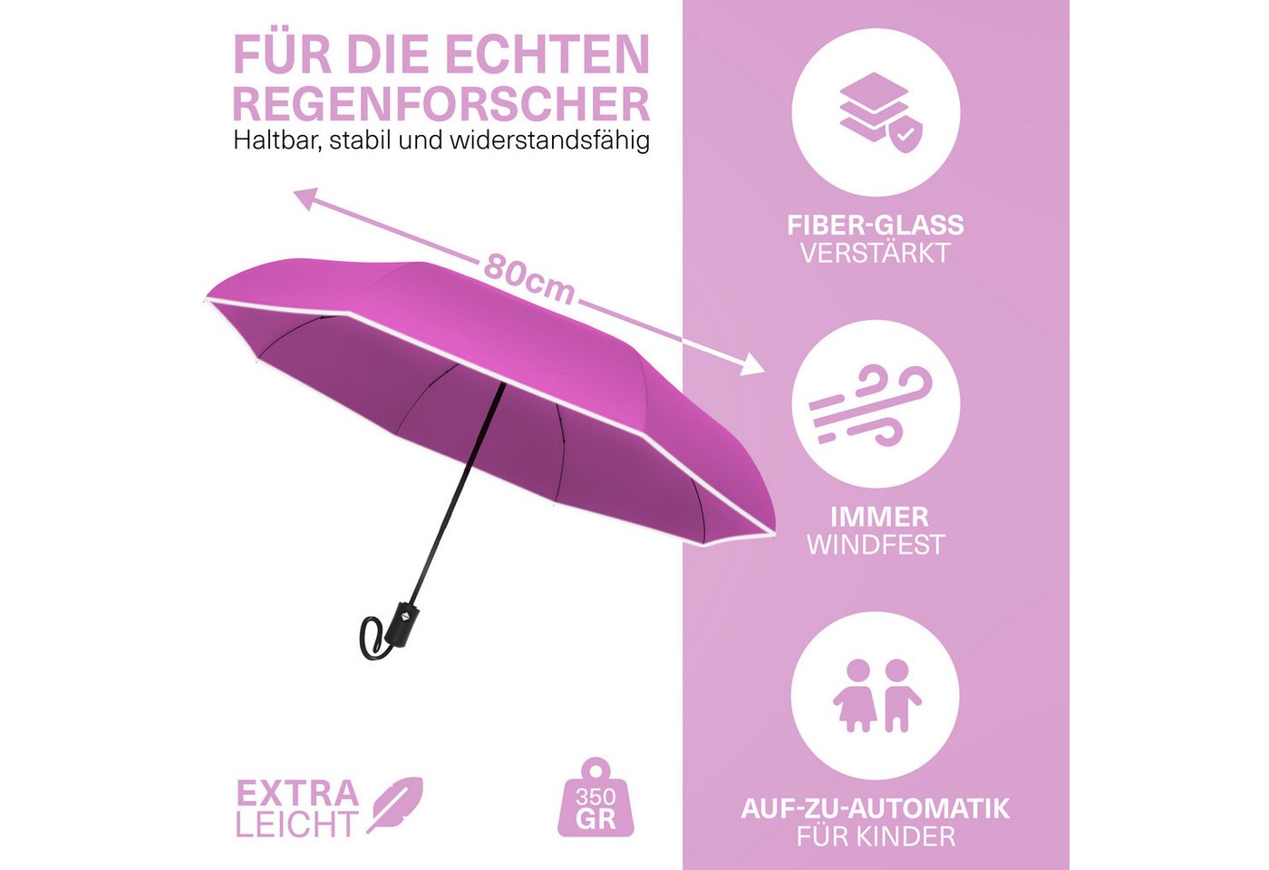 Styngard Taschenregenschirm Rotterdam, Regenschirm Kinder mit Sicherheitsreflektoren - Kinderschirm – Bild 2 von 5