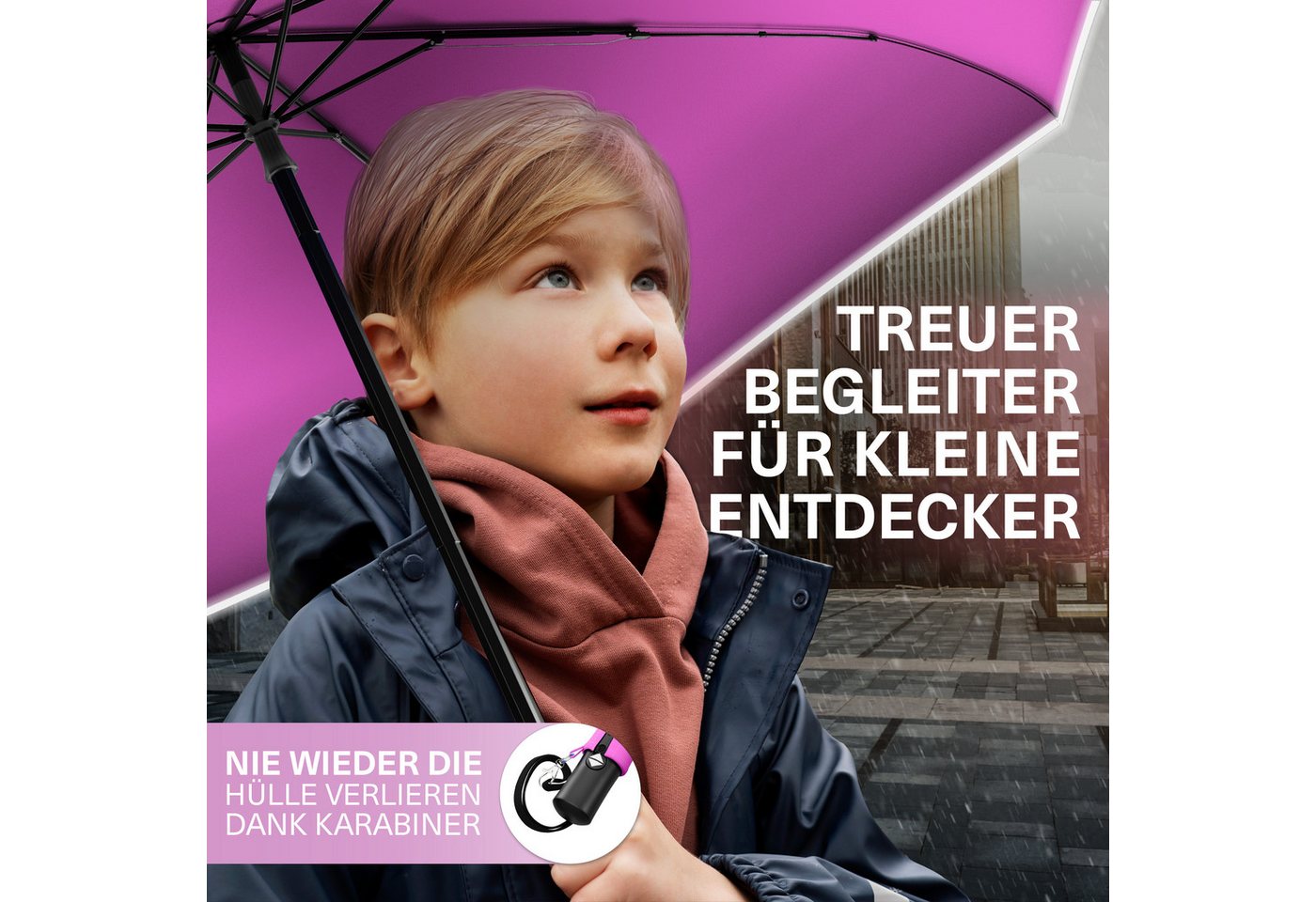 Styngard Taschenregenschirm Rotterdam, Regenschirm Kinder mit Sicherheitsreflektoren - Kinderschirm – Bild 4 von 5