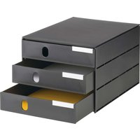 Styroval pro Box mit 3 Schubladen geschlossen, oeko-schwarz