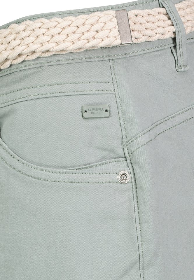 SUBLEVEL Bermudas Damen Short Bermuda kurze Hose Sommer Chino Stoff Hose mit Gürtel – Bild 4 von 5