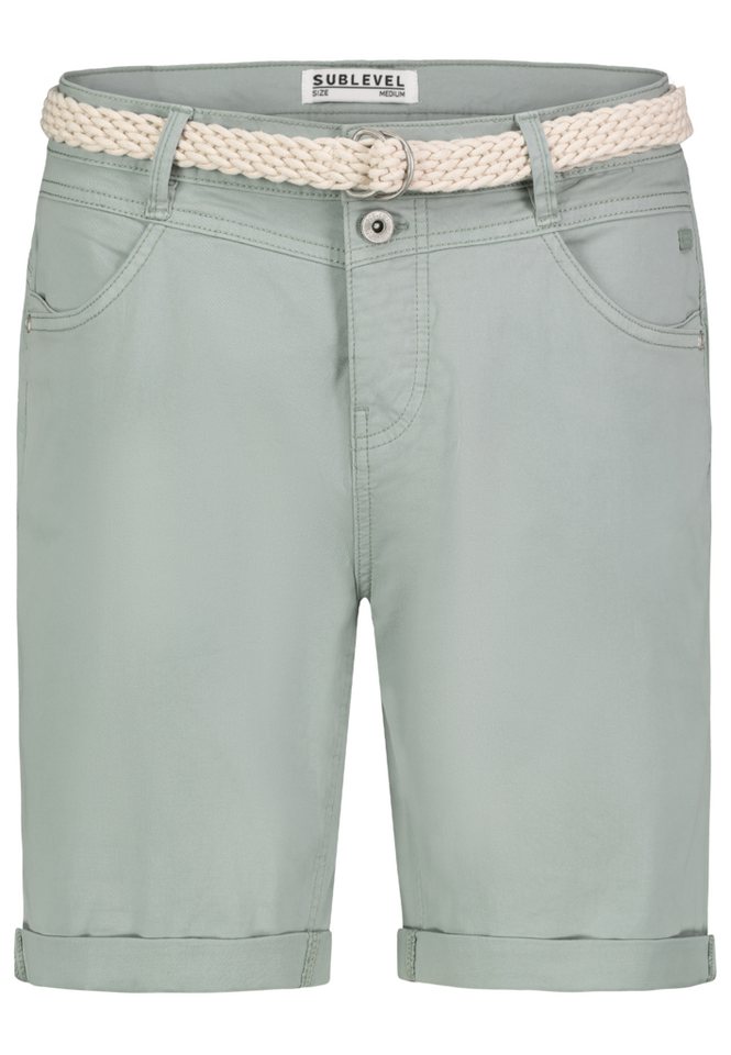 SUBLEVEL Bermudas Damen Short Bermuda kurze Hose Sommer Chino Stoff Hose mit Gürtel – Bild 5 von 5