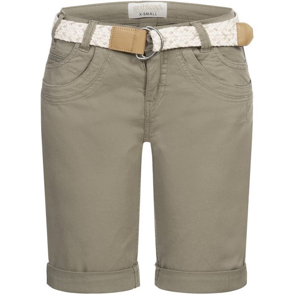 SUBLEVEL Bermudas Damen Short Bermuda kurze Hose Sommer Chino Short Stoff Hose Gürtel