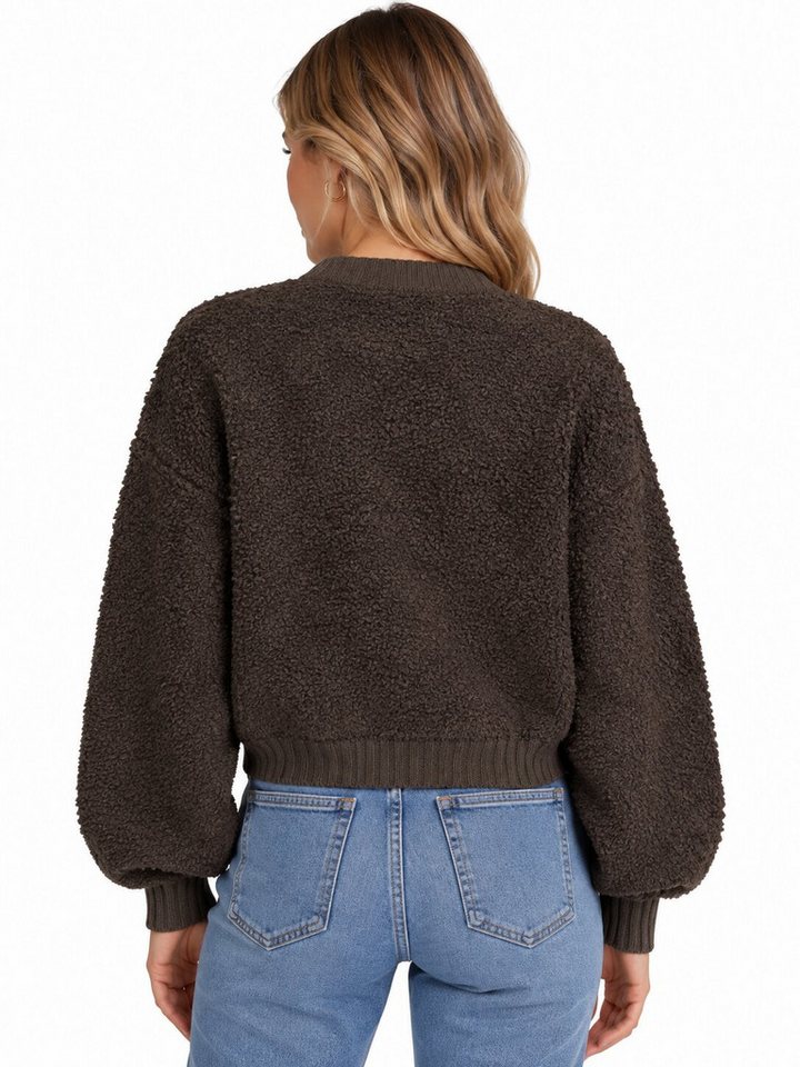 SUBLEVEL Cardigan Damen Strickjacke Pullover Jacke angehem weich Bouclé-Garn Perfekte Passform Hochwertige Verarbeitung, Bouclé-Garn, Ballonärmel – Bild 2 von 5