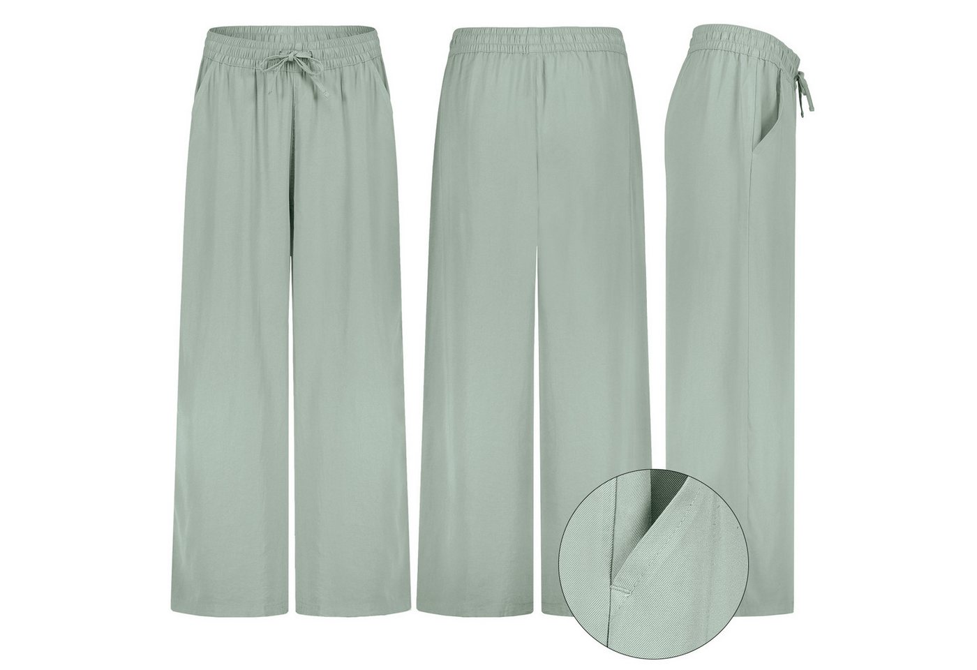 SUBLEVEL Chinos Damen Luftige Sommerhose Freizeit Weit geschnitten Stoffhose Musselin – Bild 2 von 5
