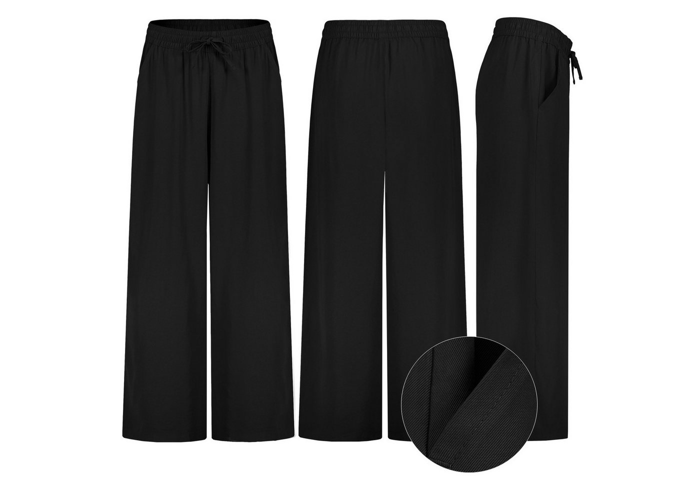 SUBLEVEL Chinos Damen Luftige Sommerhose Freizeit Weit geschnitten Stoffhose Musselin – Bild 2 von 5