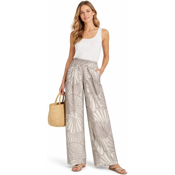 SUBLEVEL Chinos Damen Luftige Sommerhose Freizeit Weit geschnitten Stoff Palazzo-Hose