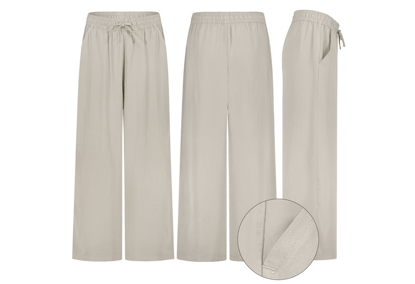 SUBLEVEL Chinos Damen Luftige Sommerhose Freizeit Weit geschnitten Stoffhose Musselin – Bild 2 von 5