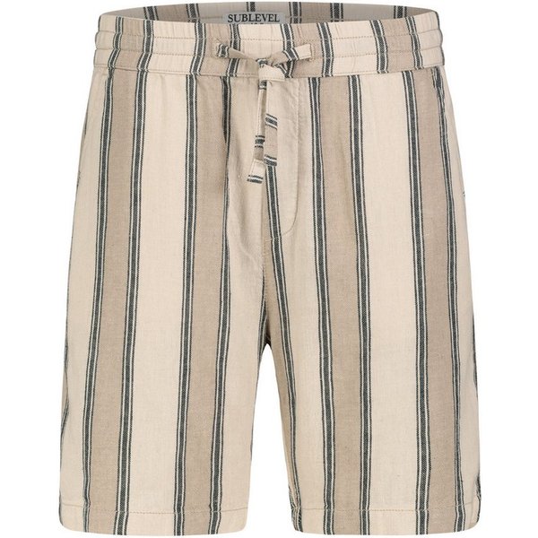 SUBLEVEL Chinoshorts Gestreiftes Design mit Gesäßtasche für Herren Baumwolle, Leinen Normal Fit gestreift atmungsaktiv Kordelzug
