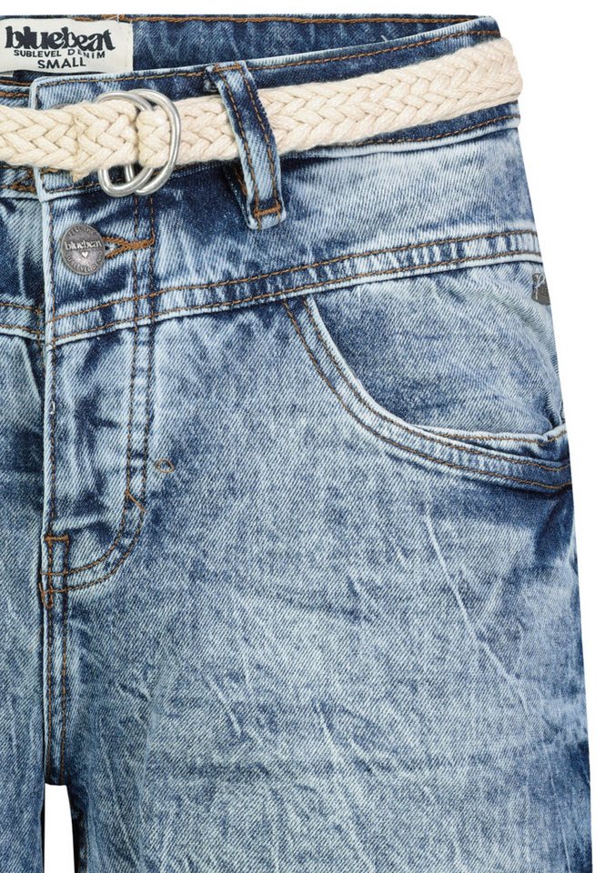 SUBLEVEL Jeansbermudas Damen Denim Bermuda mit Gürtel Sommerhose, Denim Bermuda, Shorts mit Gürtel – Bild 3 von 3