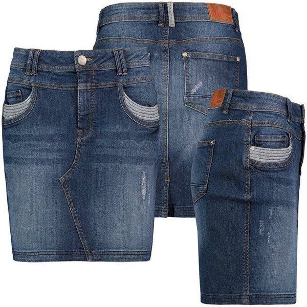 SUBLEVEL Jeansrock Damen Jeans rock Rock Minirock Denim Stretch Vintage Used-Look