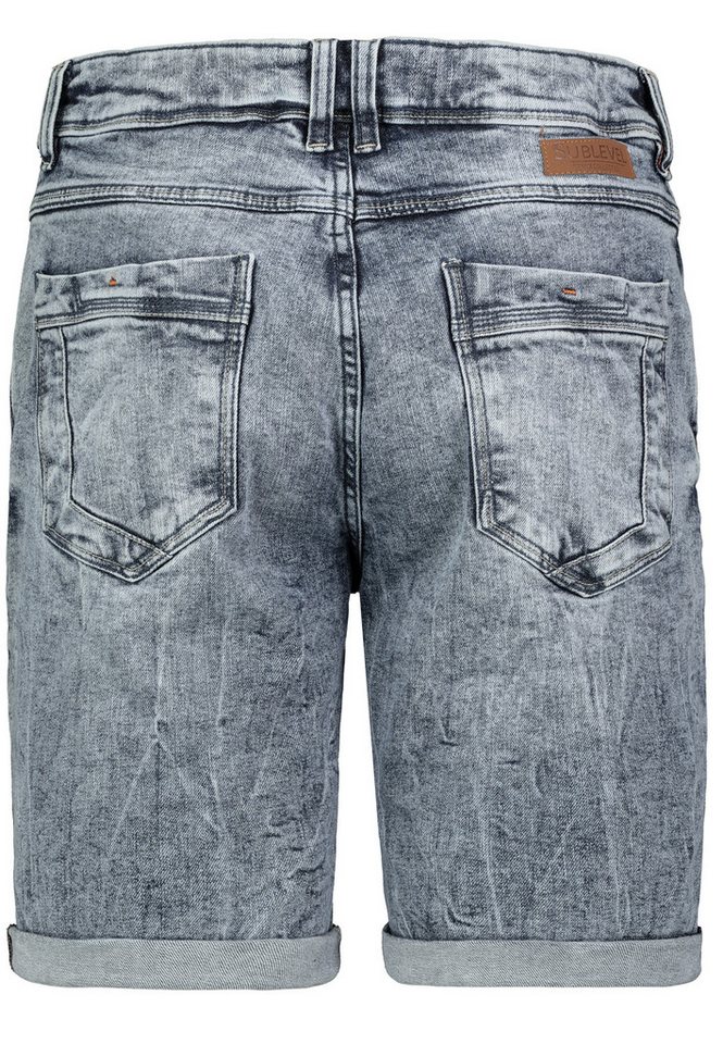 SUBLEVEL Jeansshorts Used Look Five Pocket Basic Sommer für Herren (1-tlg) Baumwolle Normal Fit Einfarbig atmungsaktiv Reißverschluss – Bild 5 von 5