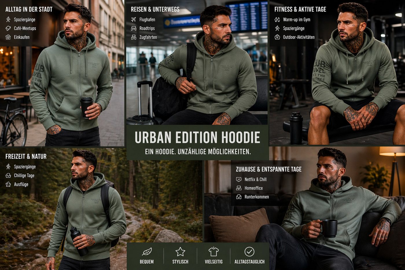 SUBLEVEL Kapuzenpullover Herren mit Reißverschluss Zipper Hoody Jacke Super Soft S-XXL Perfekte Passform Hochwertige Verarbeitung, Angenehm weich & bequem – Bild 4 von 5
