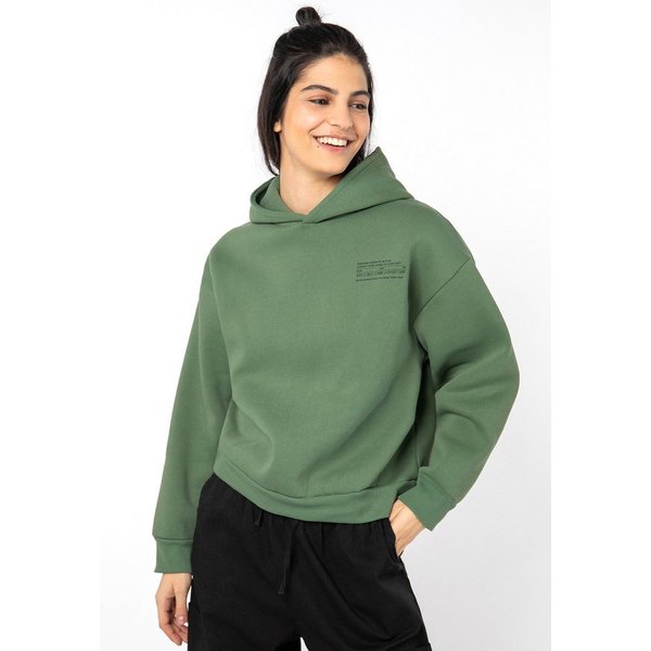 SUBLEVEL Kapuzenpullover Hoodie Mini-Print Sweater, Kapuzensweatshirt mit seitl. Eingrifftaschen