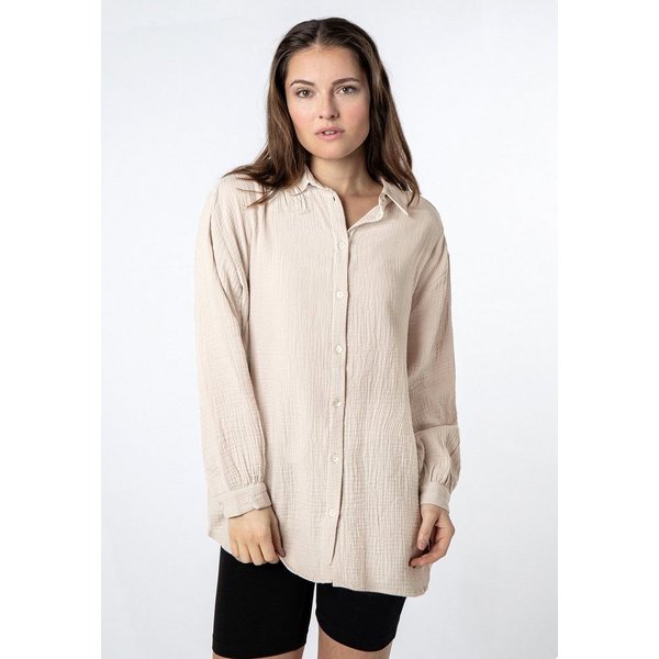 SUBLEVEL Langarmbluse Damen Musselinbluse langarm mit Kentkragen Oversizebluse aus Baumwolle