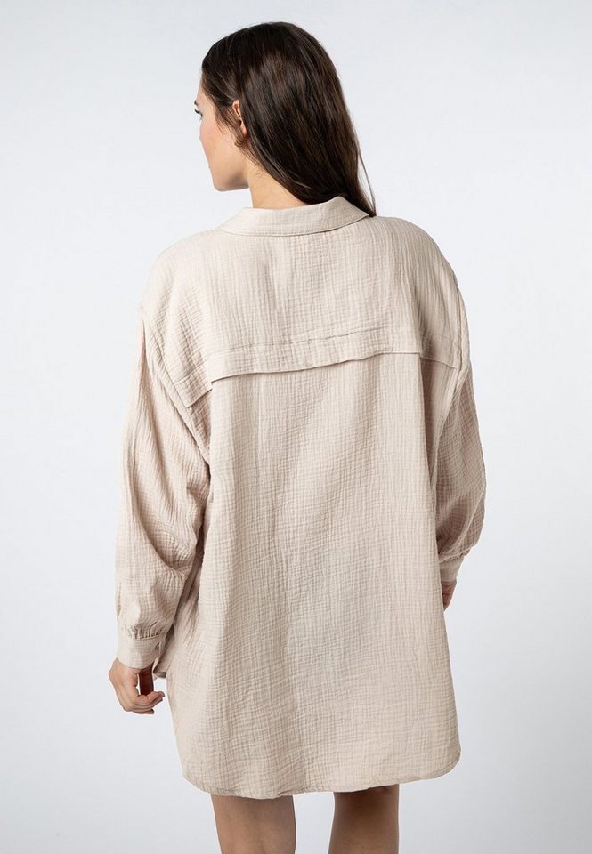 SUBLEVEL Langarmbluse Damen Musselinbluse langarm mit Kentkragen Oversizebluse aus Baumwolle – Bild 2 von 5