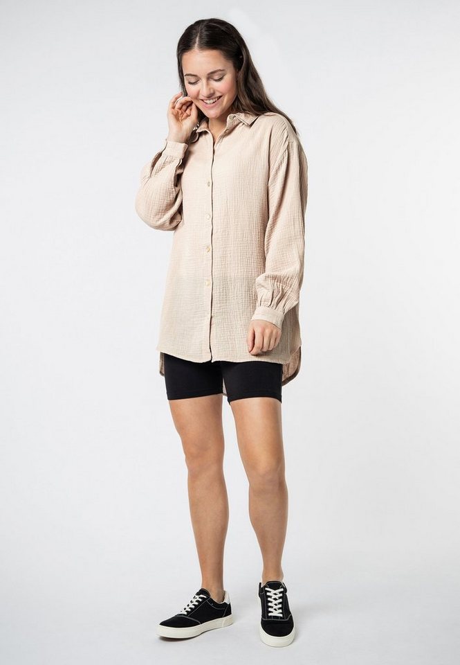 SUBLEVEL Langarmbluse Damen Musselinbluse langarm mit Kentkragen Oversizebluse aus Baumwolle – Bild 3 von 5