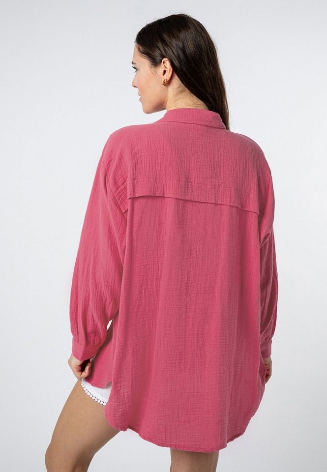 SUBLEVEL Langarmbluse Damen Musselinbluse langarm mit Kentkragen Oversizebluse aus Baumwolle – Bild 2 von 5
