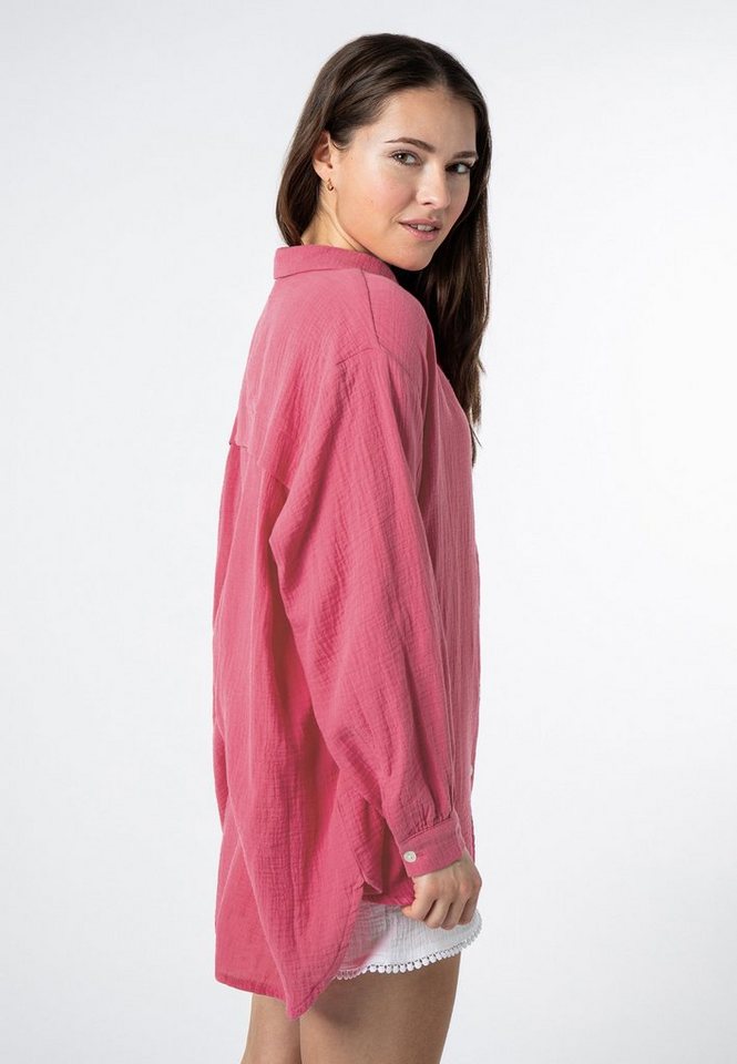 SUBLEVEL Langarmbluse Damen Musselinbluse langarm mit Kentkragen Oversizebluse aus Baumwolle – Bild 4 von 5