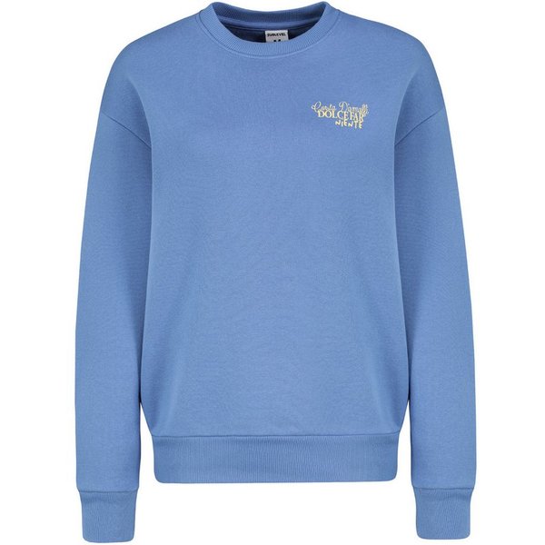 SUBLEVEL Longpullover mit Schriftzug Dolce Far Niente für Damen Viskose aus verbesserter Rohstoffbeschaffung, Baumwolle nachhaltig