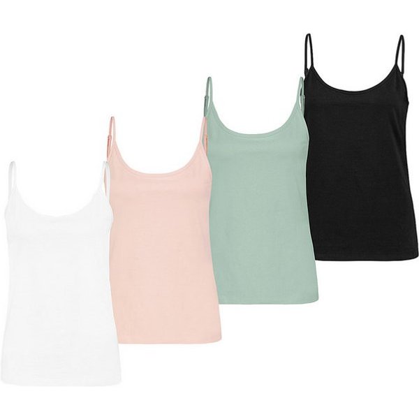 SUBLEVEL Shirttop Spaghettiträger-, einfarbig, Baumwolle, für Damen (4-tlg) Baumwolle Regular Fit Normal Ärmellos unifarben atmungsaktiv