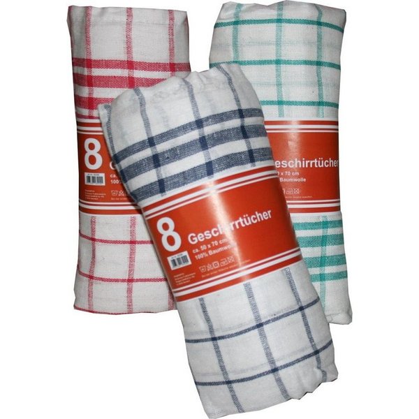Südlohner Frottierweberei Geschirrtuch 8er Pack Geschirrtücher 50 x 70 cm Design Karo