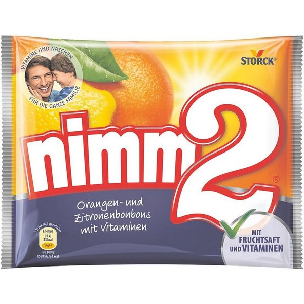 NIMM2 Süßigkeit nimm2, Orangen- und Zitronenbonbons, 145 g (ca. 21 Stück)