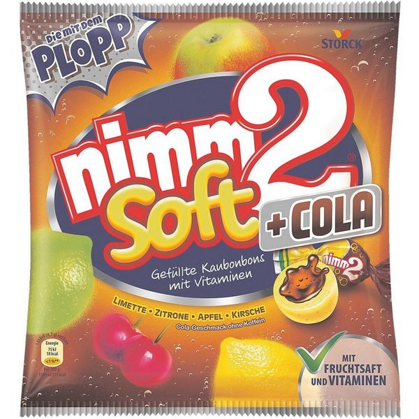 NIMM2 Süßigkeit nimm2 soft + Cola, Kaubonbon-Mischung, 195 g